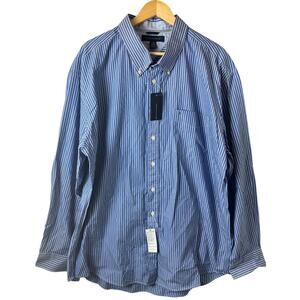 NWT Tommy Hilfiger Button Down Shirt Mens XXL Blue Striped Preppy Academia Work